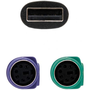 NANO CABLE Conversor 2 x PS/2 Hembra a USB Tipo A Macho, 15 cm, Negro
